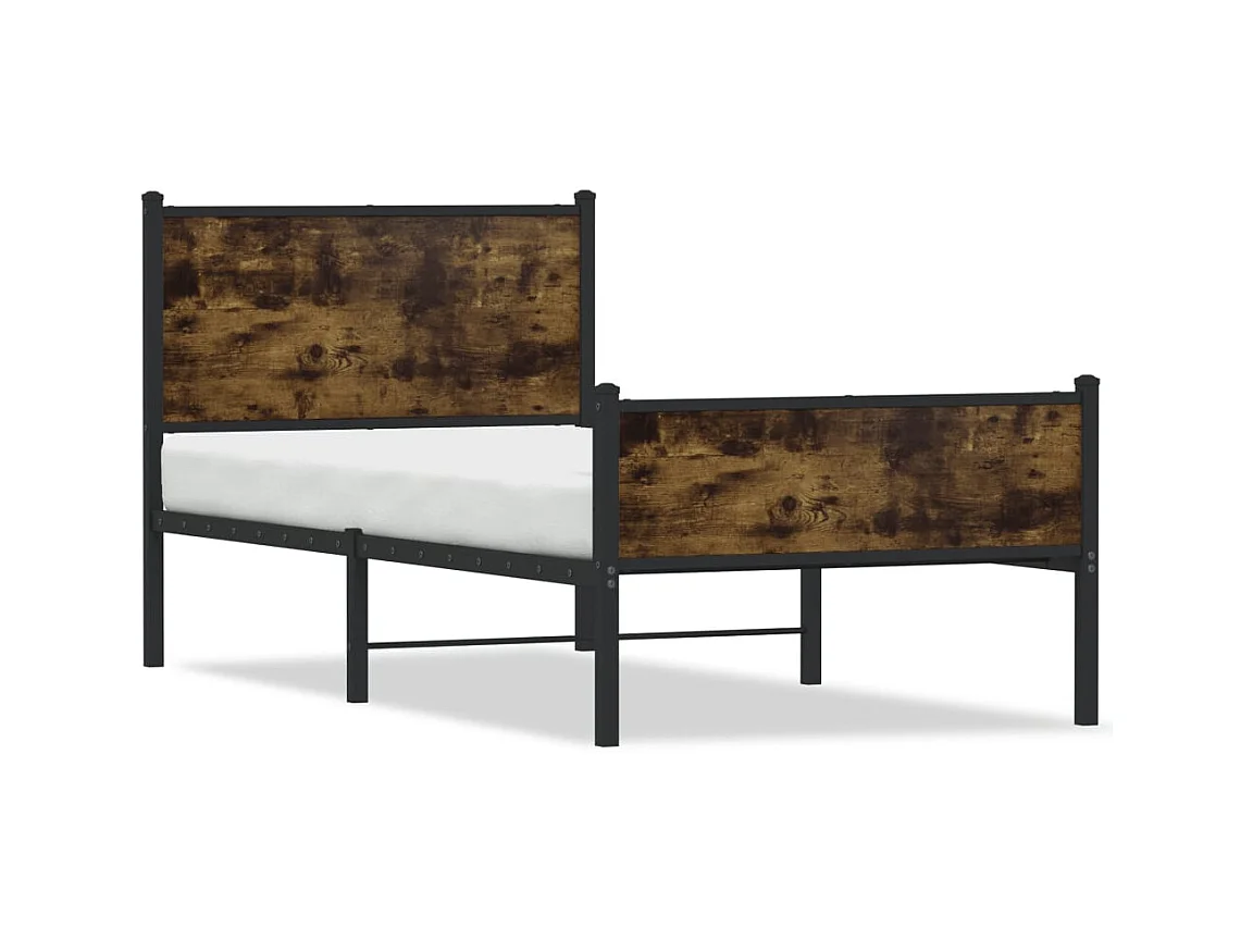 Cadre de lit en métal sans matelas chêne fumé 80x200 cm