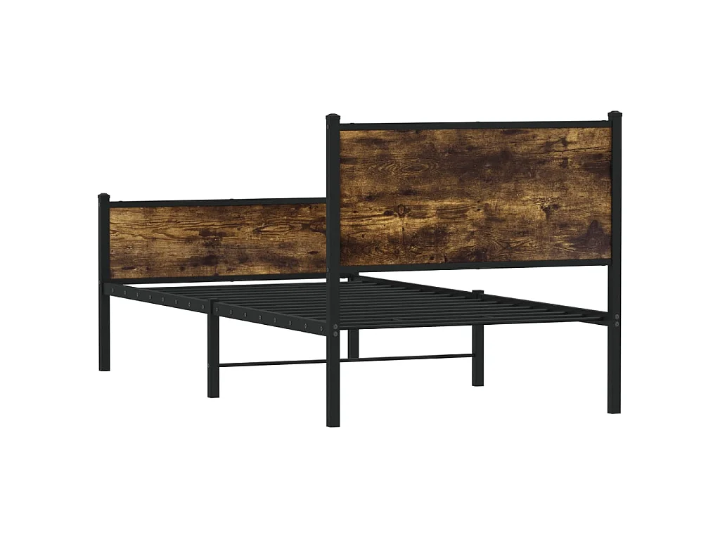 Estructura de cama sin colchón metal roble ahumado 80x200 cm
