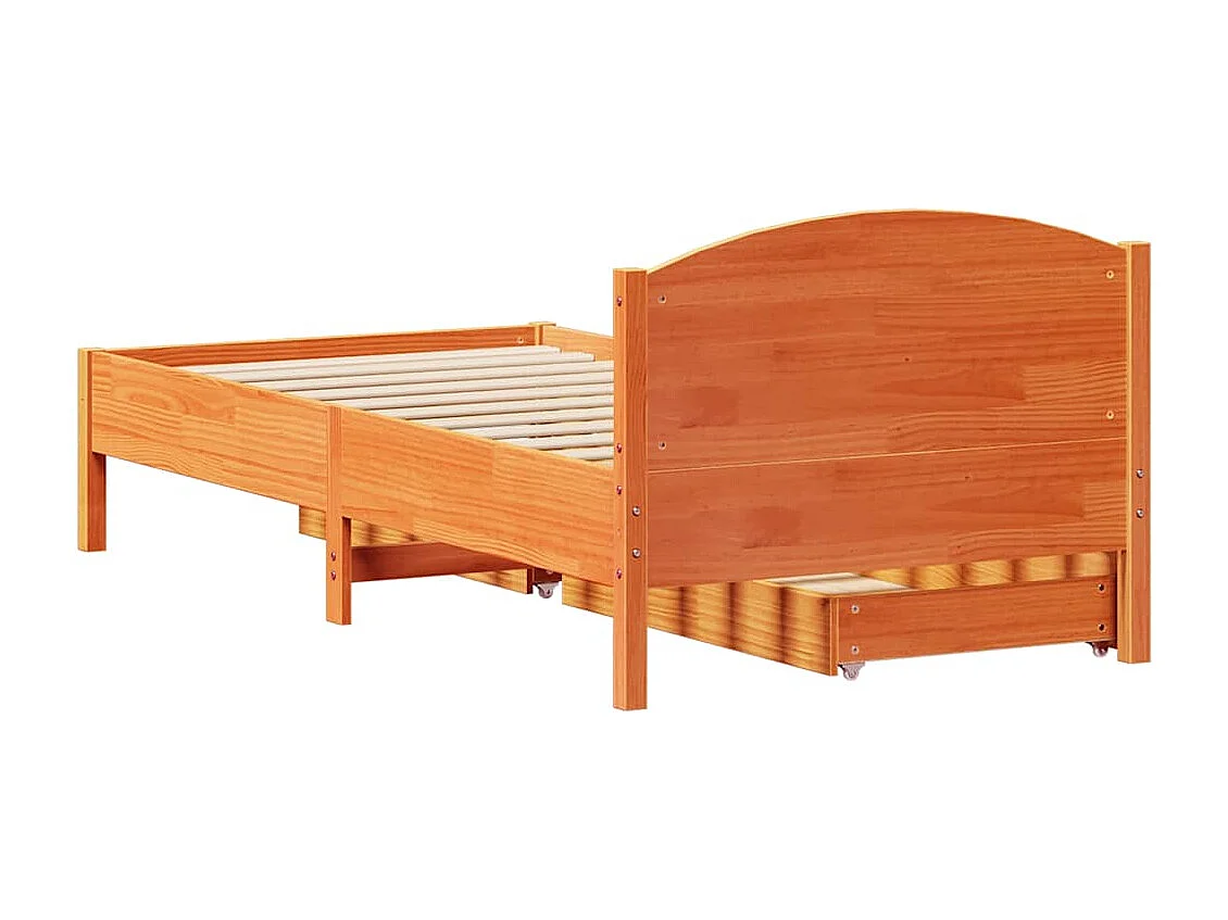Letto senza Materasso Marrone Cera 75x190 cm in Legno di Pino
