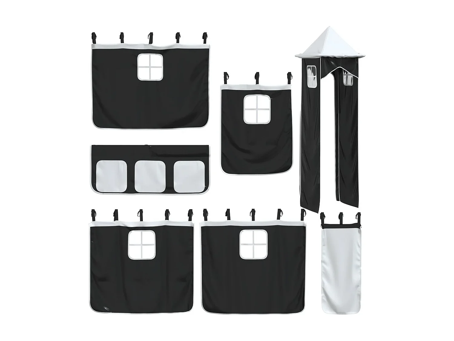 Lit mezzanine enfants avec tour blanc/noir 80x200cm pin massif