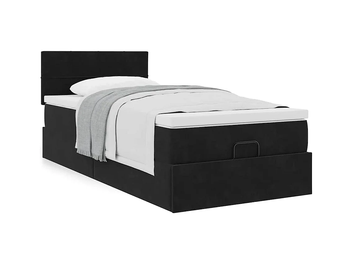 Ottoman bed met matras 80x200cm fluweel zwart