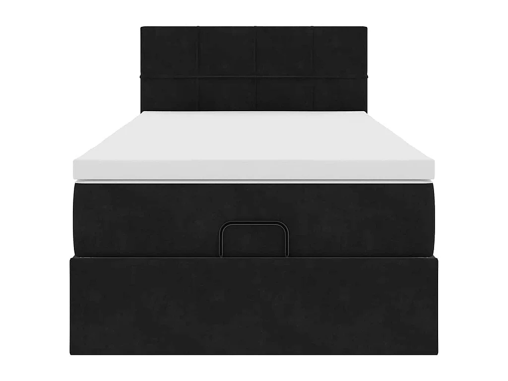 Estructura cama otomana colchón terciopelo negra 80x200cm