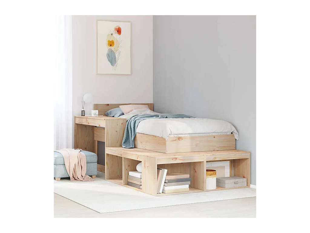 Cadre de lit sans matelas 80x200 cm bois massif de pin