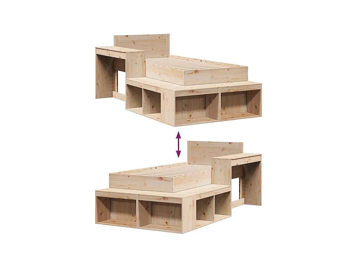 Cadre de lit sans matelas 80x200 cm bois massif de pin