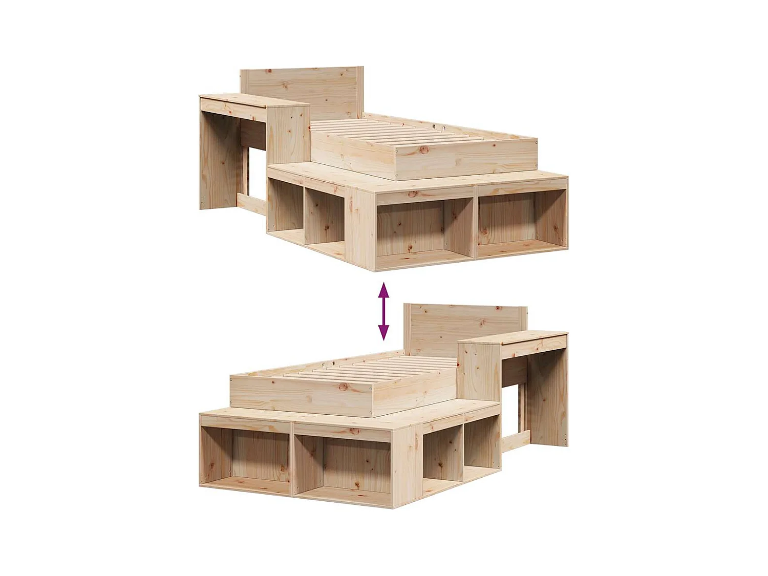 Cadre de lit sans matelas 80x200 cm bois massif de pin