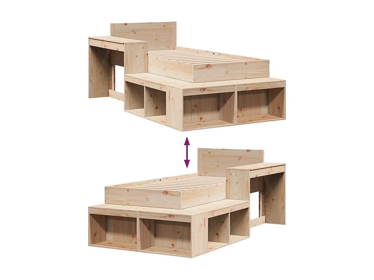 Cadre de lit sans matelas 80x200 cm bois massif de pin