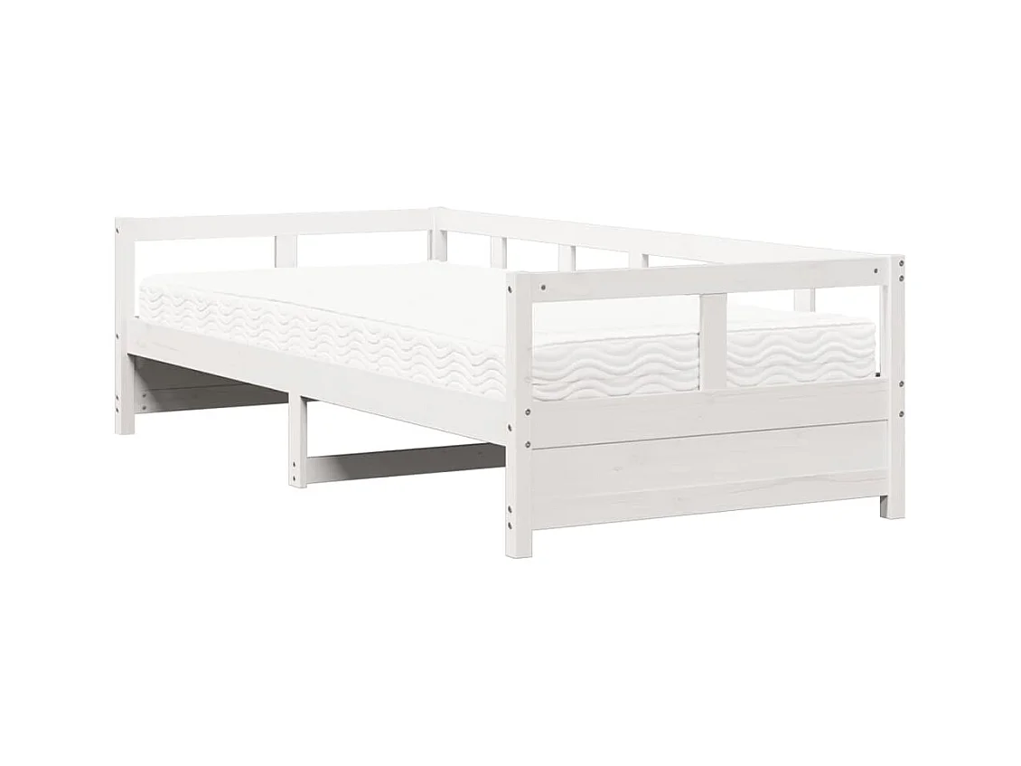 Slaapbank met matras 80x200 cm massief grenenhout wit