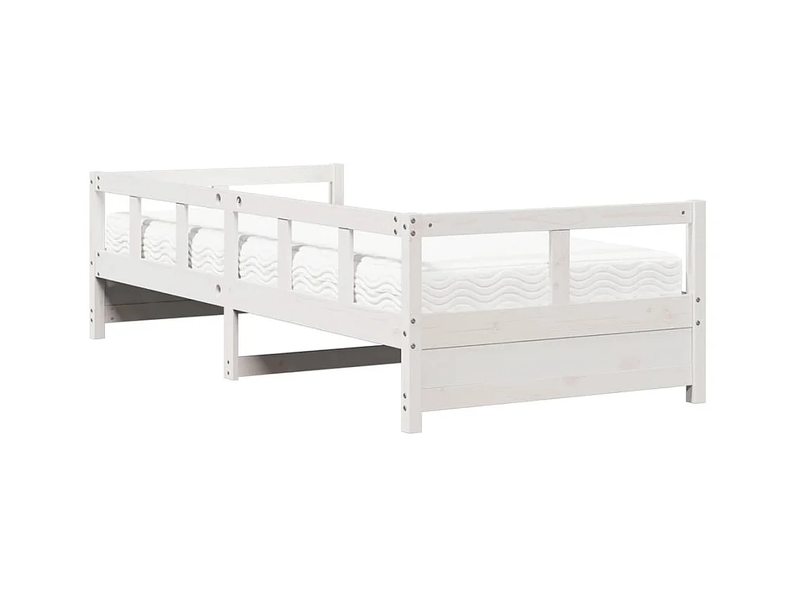 Slaapbank met matras 80x200 cm massief grenenhout wit