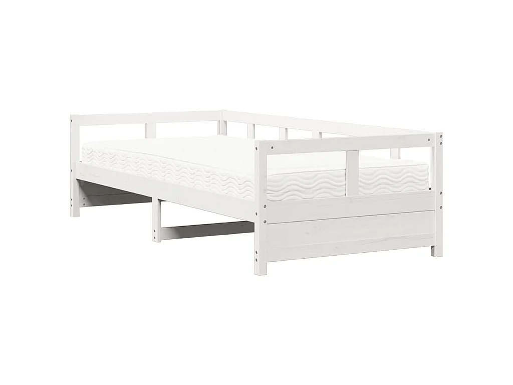Sofá cama con colchón madera maciza de pino blanco 80x200 cm