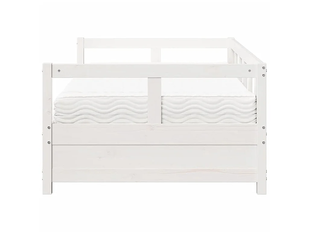 Sofá cama con colchón madera maciza de pino blanco 80x200 cm