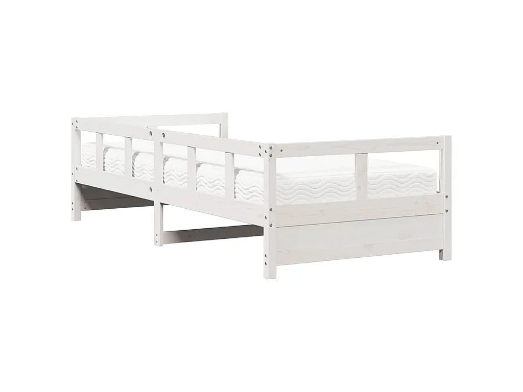 Sofá cama con colchón madera maciza de pino blanco 80x200 cm