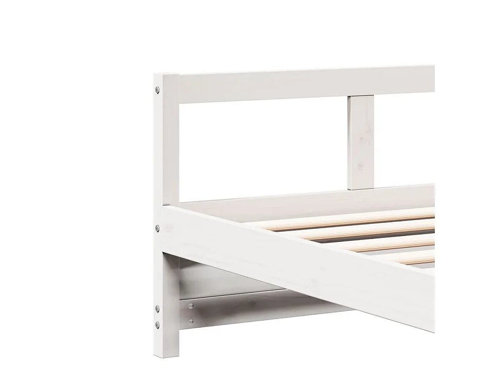 Sofá cama con colchón madera maciza de pino blanco 80x200 cm