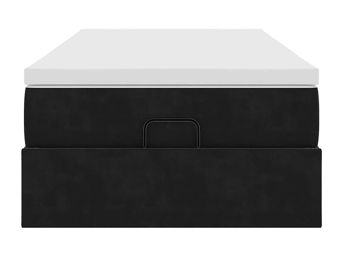 Cadre de lit ottoman avec matelas noir 80x200 cm velours
