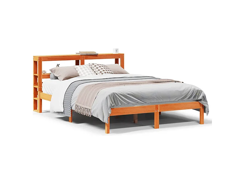 Giroletto con Testiera Marrone Cera 135x190 cm Massello Pino