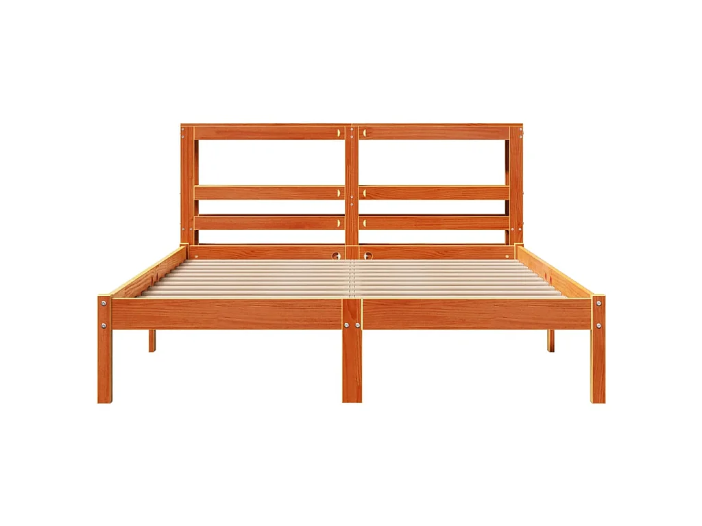 Bettgestell mit Kopfteil ohne Matratze Wachsbraun 135x190 cm