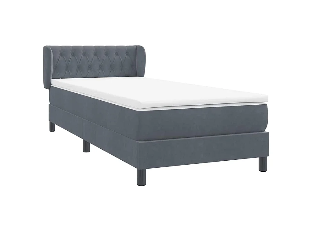 Giroletto a Molle con Materasso Grigio Scuro 80x210 cm Velluto