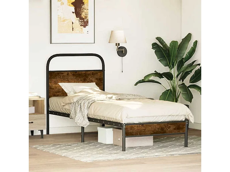 Estructura cama sin colchón 80x200 cm madera roble ahumado