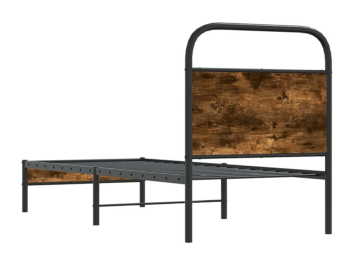 Cadre de lit sans matelas 80x200cm chêne fumé bois d'ingénierie
