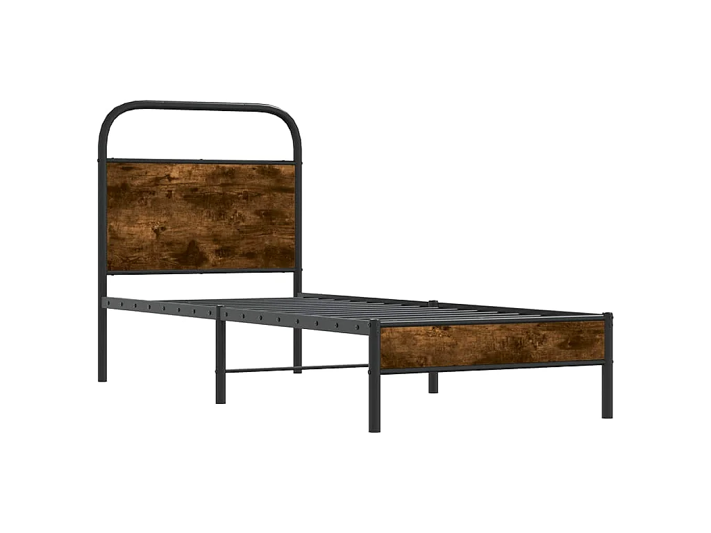 Cadre de lit sans matelas 80x200cm chêne fumé bois d'ingénierie