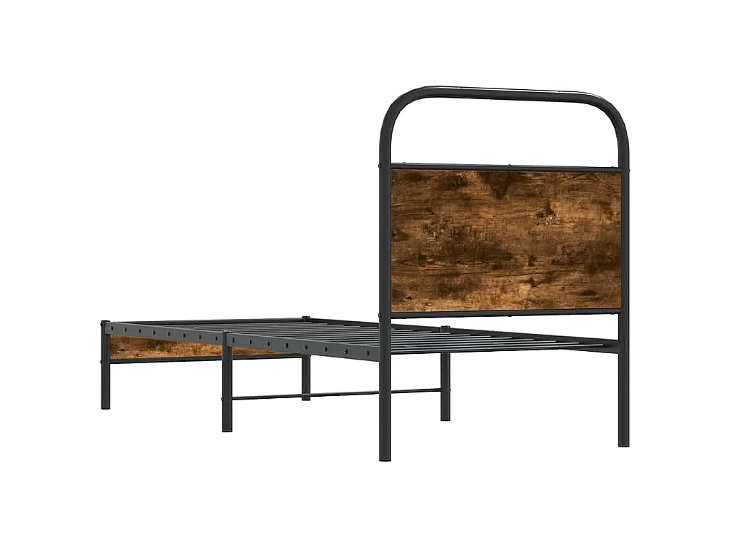 Cadre de lit sans matelas 80x200cm chêne fumé bois d'ingénierie