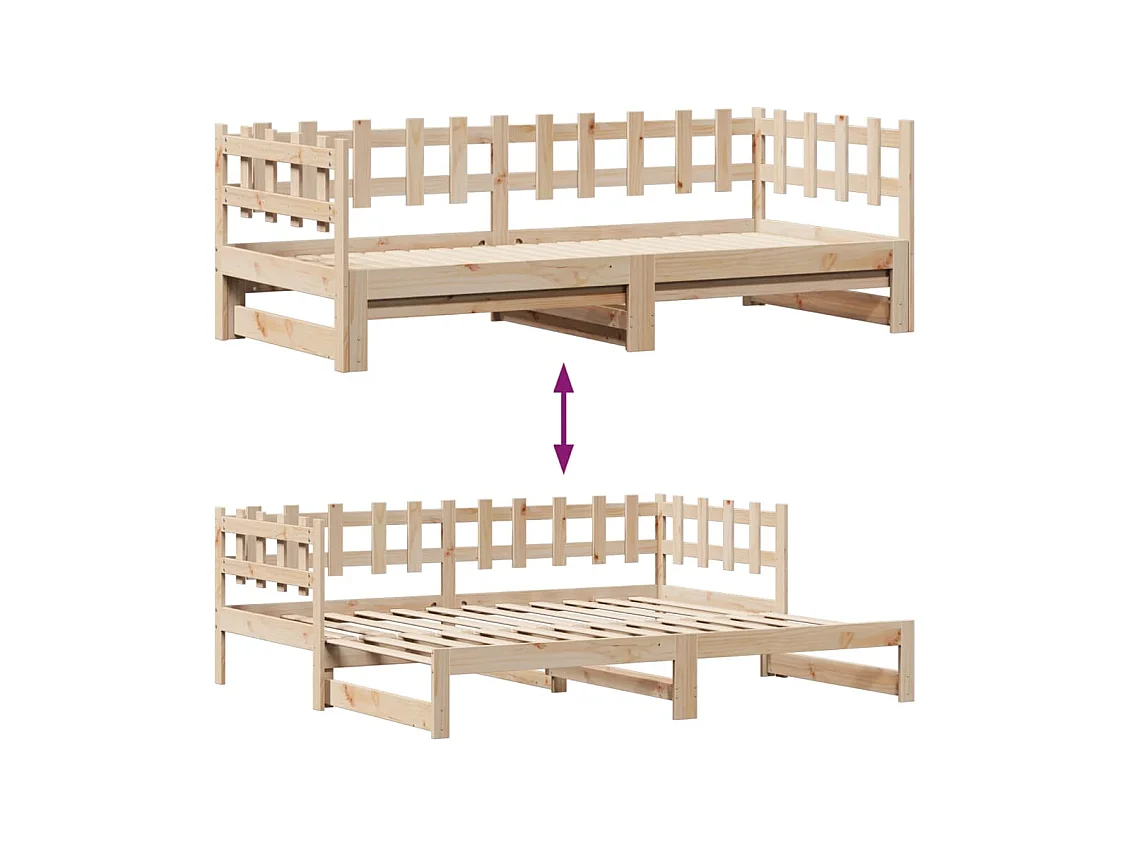 Lit de jour avec gigogne et tiroirs sans matelas 80x200 cm