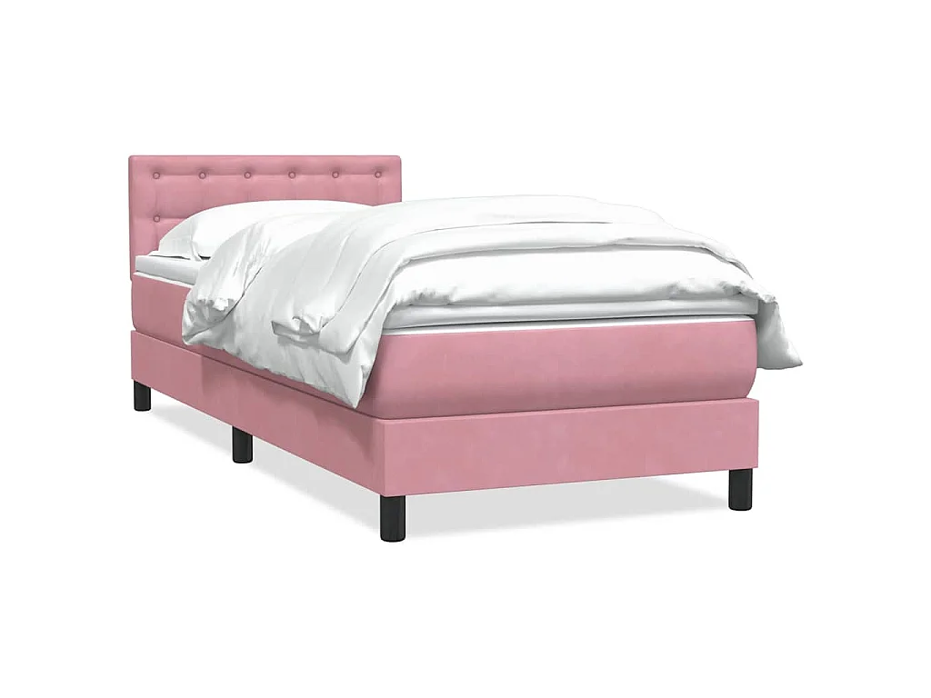 Cama box spring con colchón terciopelo rosa 80x220 cm