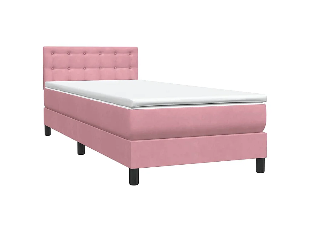 Cama box spring con colchón terciopelo rosa 80x220 cm