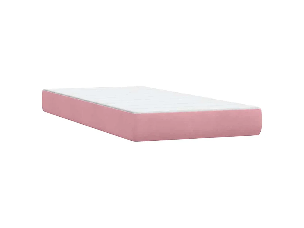 Cama box spring con colchón terciopelo rosa 80x220 cm