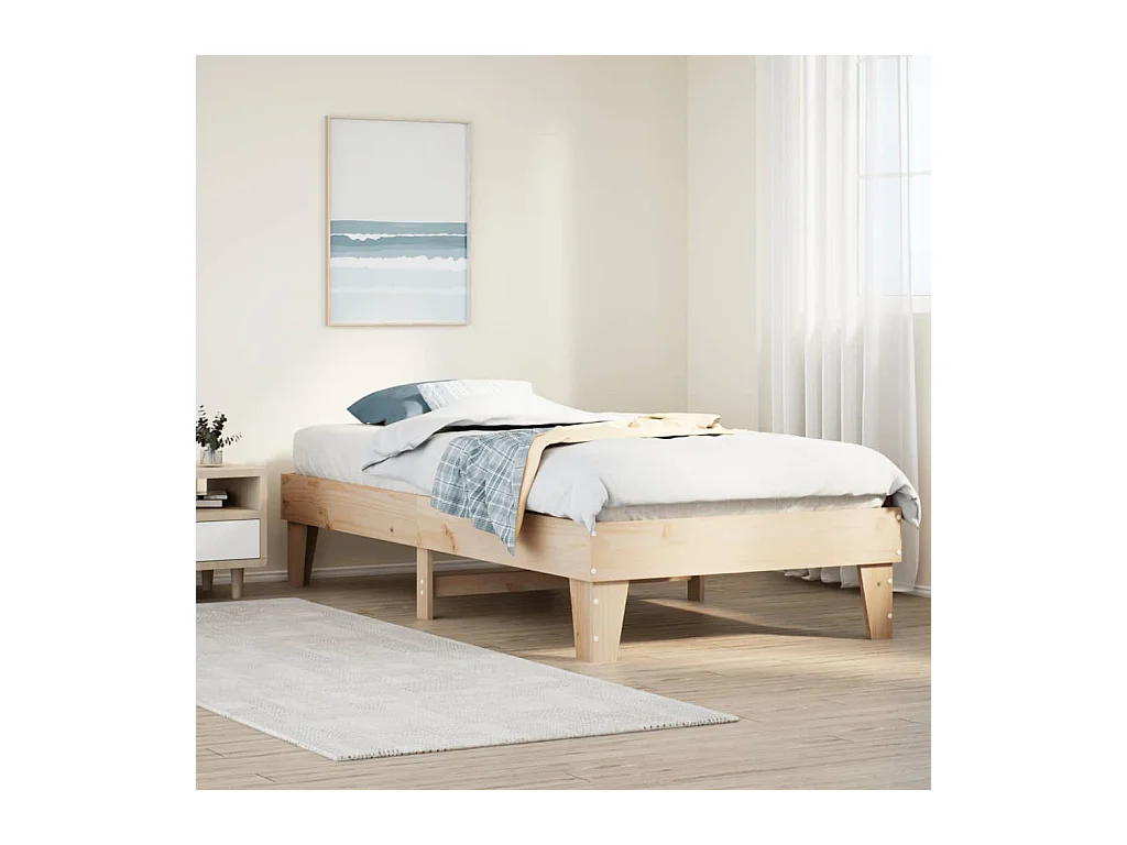Cadre de lit sans matelas 75x190 cm bois de pin massif