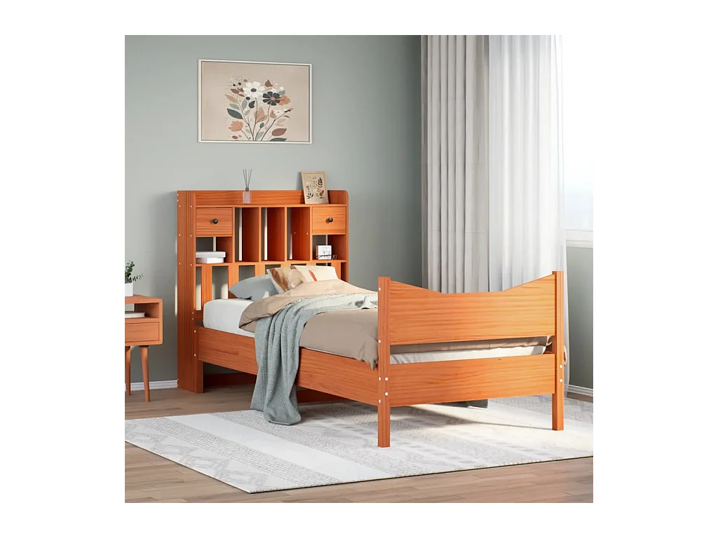 Cadre de lit sans matelas cire marron 75x190 cm bois pin massif
