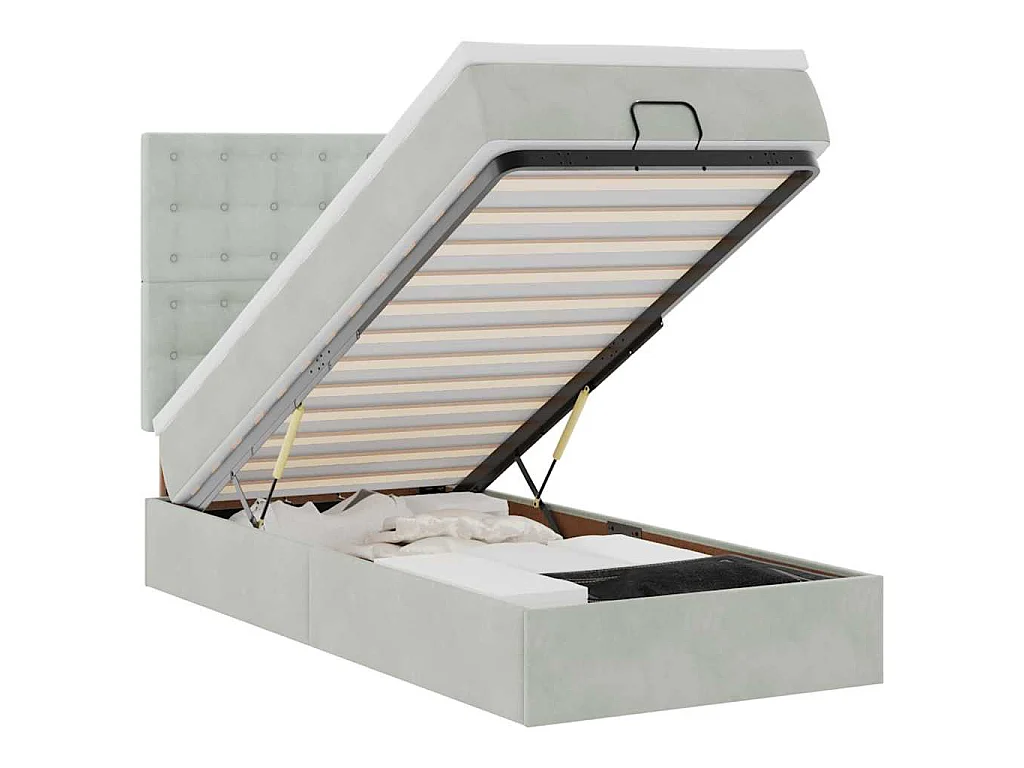 Ottoman bed met matrassen 80x200cm fluweel lichtgrijs