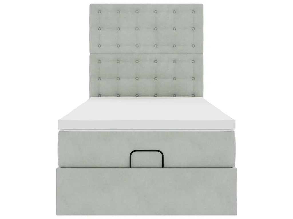 Ottoman bed met matrassen 80x200cm fluweel lichtgrijs