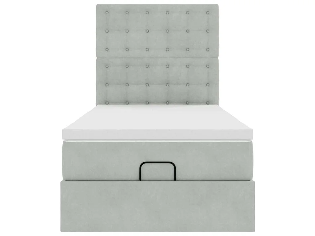 Ottoman bed met matrassen 80x200cm fluweel lichtgrijs