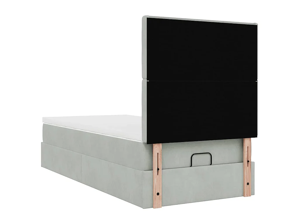 Ottoman bed met matrassen 80x200cm fluweel lichtgrijs