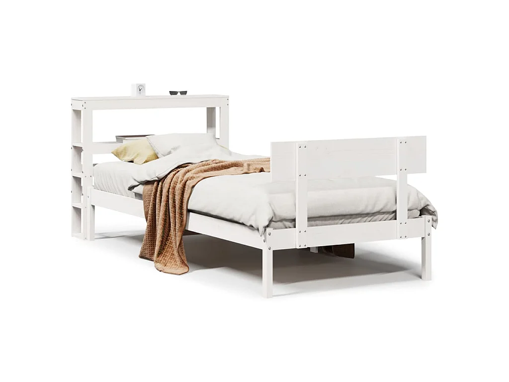 Bedframe zonder matras massief grenenhout wit 75x190 cm