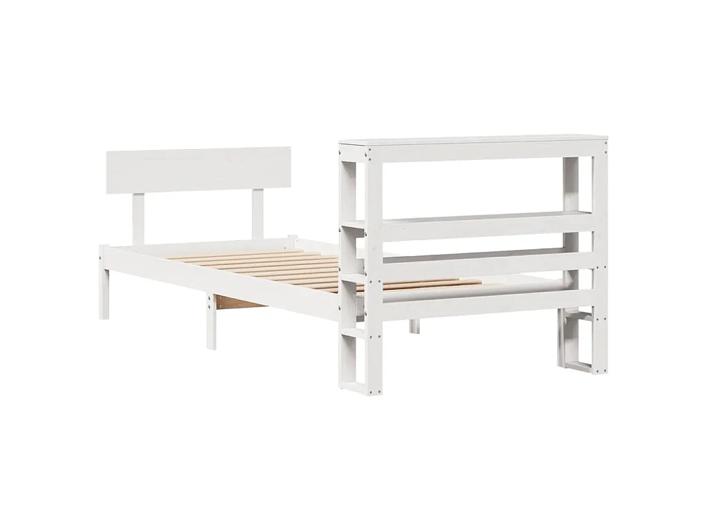 Bedframe zonder matras massief grenenhout wit 75x190 cm