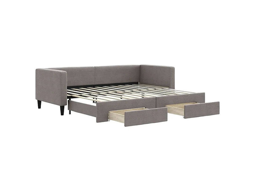Sofá-cama c/ gavetão/gavetas 80x200 cm tecido cinza-acastanhado