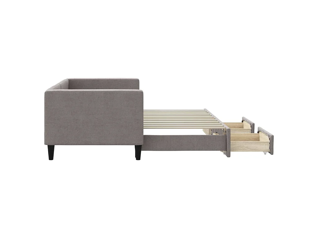 Sofá-cama c/ gavetão/gavetas 80x200 cm tecido cinza-acastanhado
