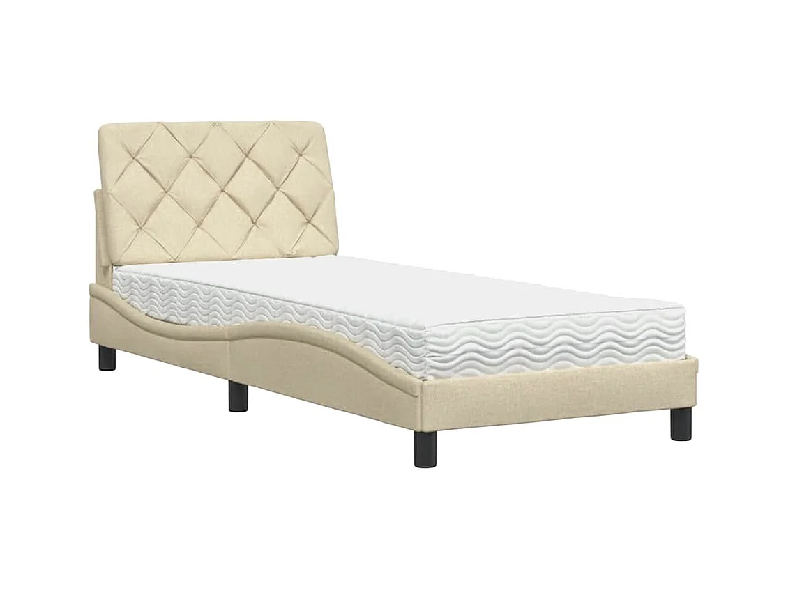 Letto con Materasso Crema 80x200 cm in Tessuto