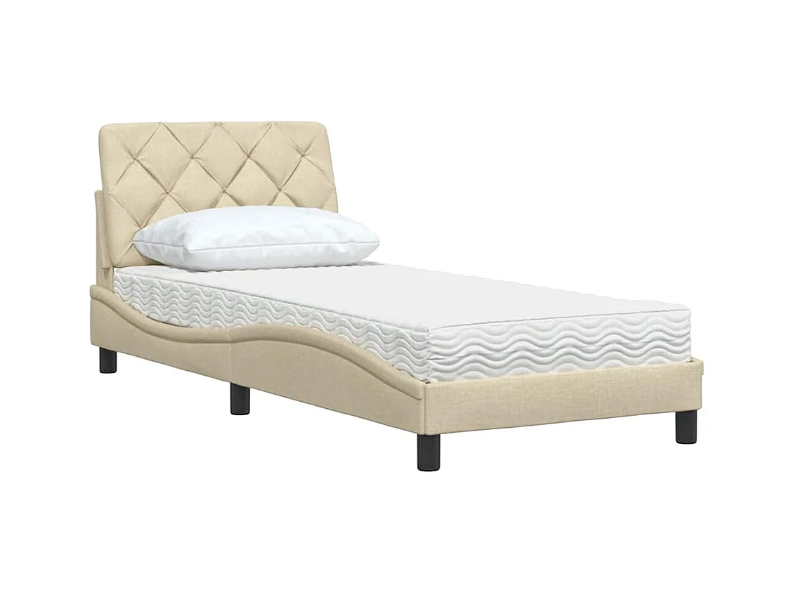 Letto con Materasso Crema 80x200 cm in Tessuto