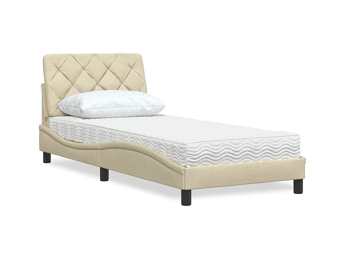 Lit avec matelas crème 80x200 cm tissu