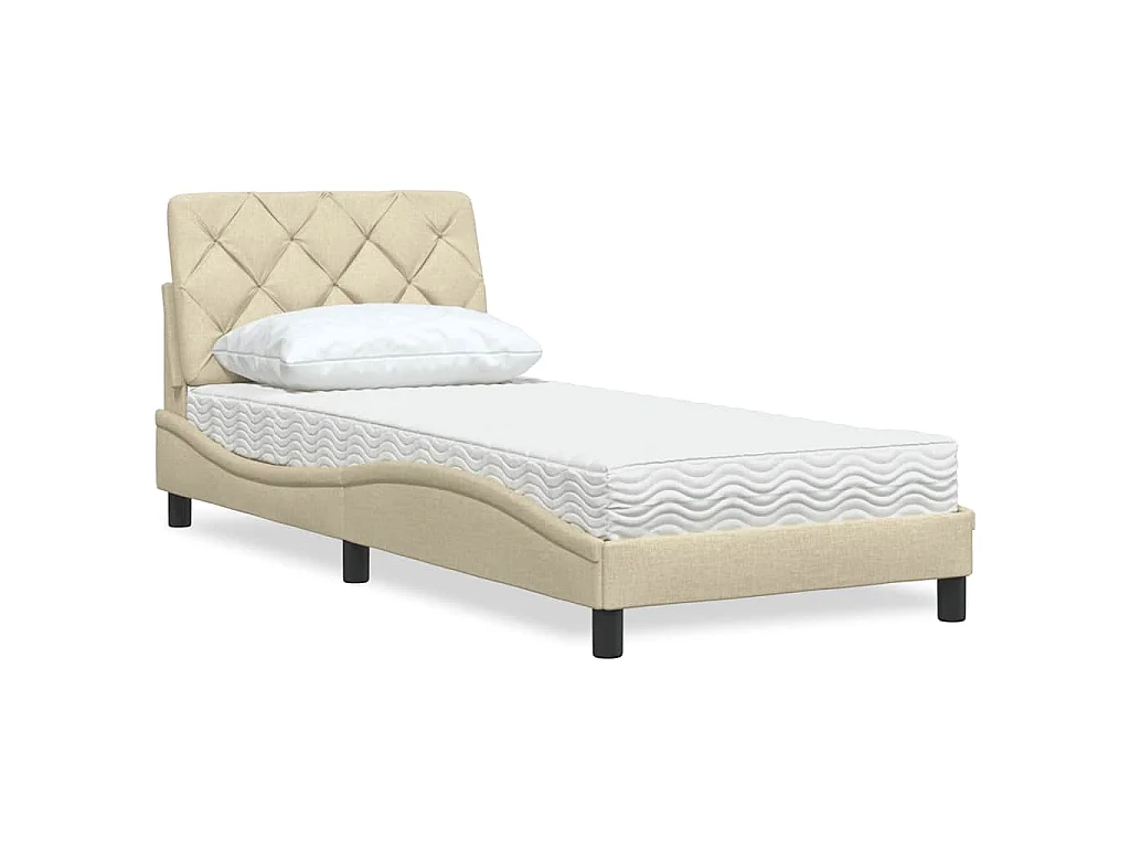 Lit avec matelas crème 80x200 cm tissu