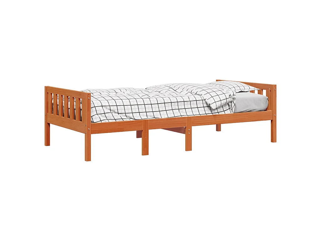 Kinderbed zonder matras massief grenenhout wasbruin 75x190 cm