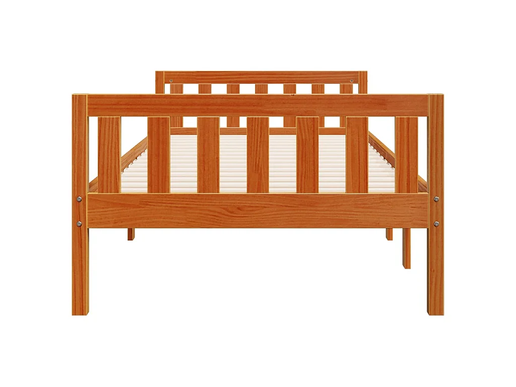 Kinderbed zonder matras massief grenenhout wasbruin 75x190 cm