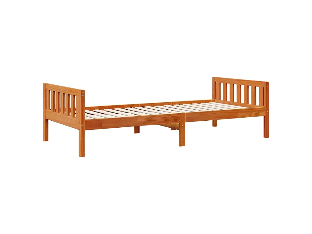 Kinderbed zonder matras massief grenenhout wasbruin 75x190 cm