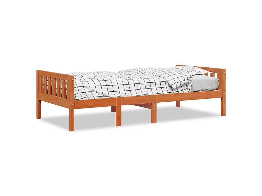 Kinderbed zonder matras massief grenenhout wasbruin 75x190 cm