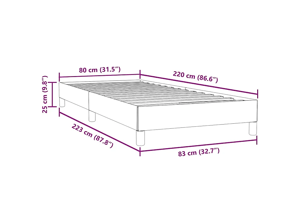 Sommier à lattes de lit sans matelas gris clair 80x220 cm