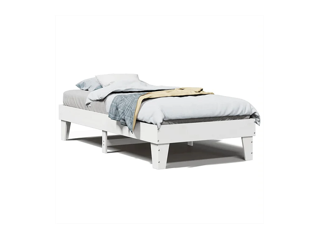 Cadre de lit sans matelas blanc 75x190 cm bois de pin massif