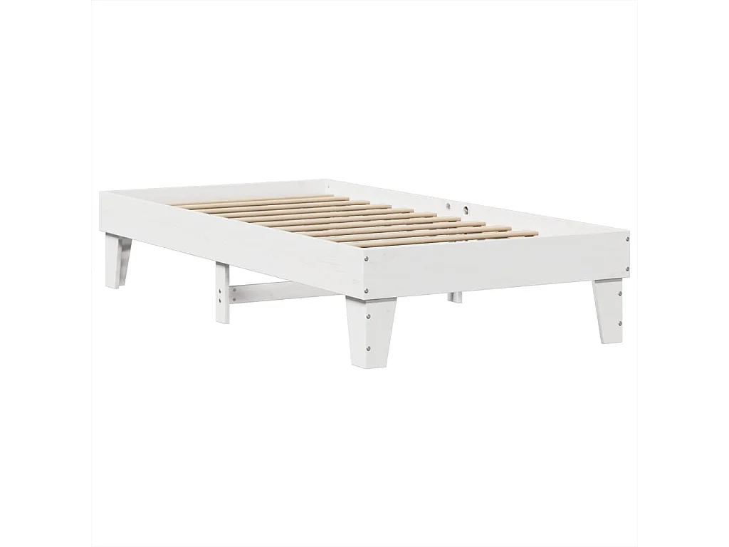 Cadre de lit sans matelas blanc 75x190 cm bois de pin massif