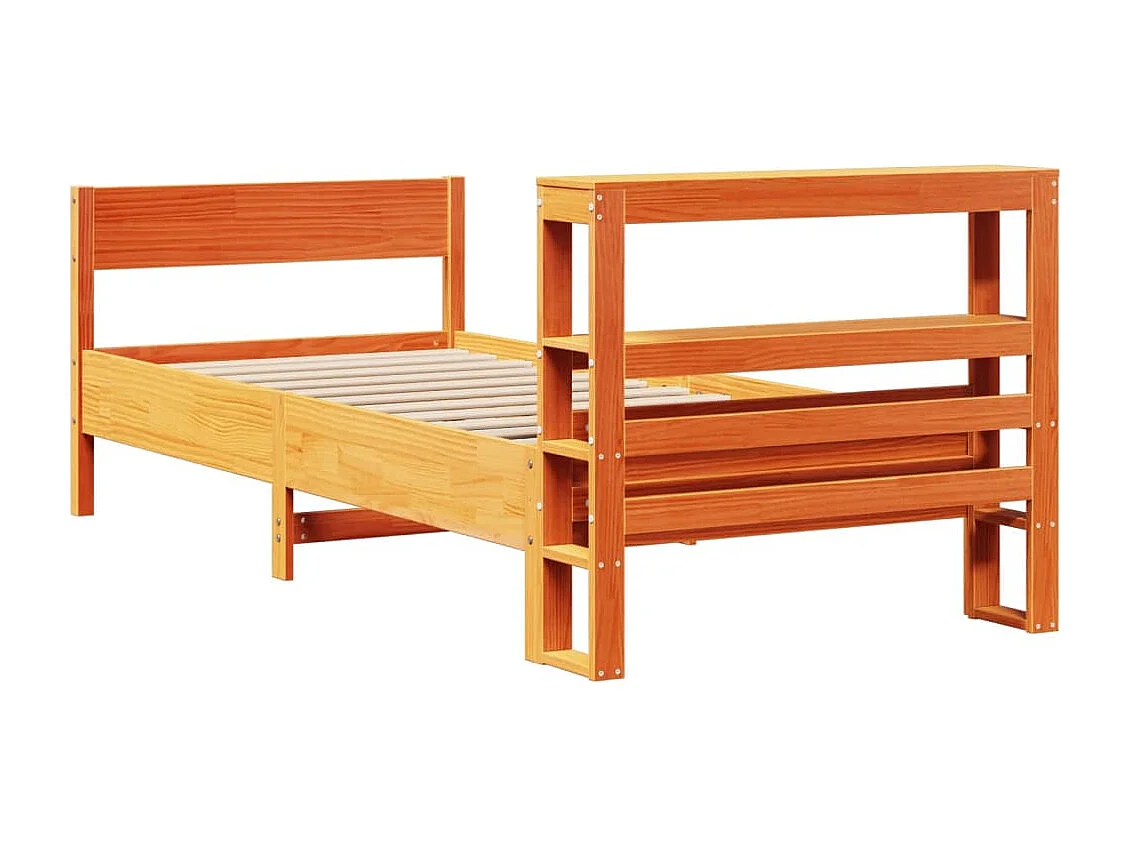 Cadre de lit sans matelas cire marron 75x190 cm bois pin massif